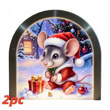 2 حزمة ملصقات جدارية بشكل فأر عائلي لعيد الميلاد ثلاثية الأبعاد، ملصقات منزلية ذاتية اللصق من البي في سي مناسبة لديكور غرفة المعيشة والنوم والمطبخ والمزرعة، هدايا عيد الميلاد المثالية