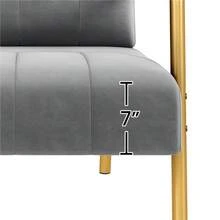 Butterslay 1pc Upholstered Accent Chair Modern Velvet Chair With Golden Metal Legs & Cozy Pillow, Leisure Arm Chair For Home Office - 淺灰色 - 查看 6