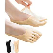 6 Pairs Bunion Relief Socks For Women Toe Separator Toe Alignment Bunion Correction Compression No Show Low Cut Liner Five Finger Socks0928 - như hình ảnh - Xem 1