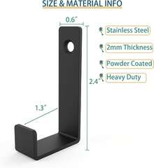 Hooks Hanging Stainless Steel Heavy Duty Coat Hook Wall Hooks Robe Hanger Hooks Hanging Hat Holder Towel And Bags Indoor Outdoor, (-Square, 2.5x1.3inch,8pcs) - Black-square - View 3