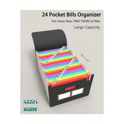 Organizador de carpetas plegables, Bolsillo para carpetas organizadoras A4, Carpeta de escritorio plegable expandible, Organizador de carpetas de plástico de colores, Caja de carpetas portátil expandible multicolor para almacenar en la oficina, Para organizar los papeles de los estudiantes.