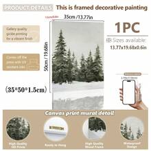 1 件，帆布墙画，带框墙面装饰，复古圣诞老人和圣诞树艺术品，非常适合客厅、卧室或入口处的节日墙面装饰，节日礼物创意，冬季装饰，圣诞节家居装饰，圣诞节