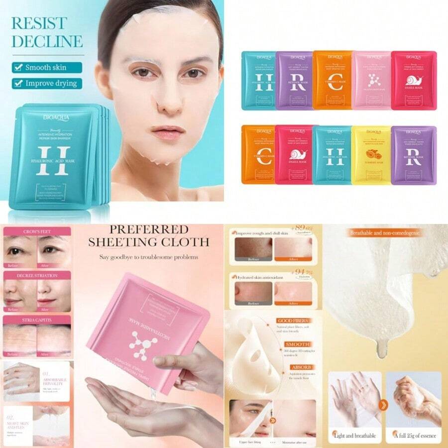 10PCS Hydrating Face Mask Skin Care SetEasy To Use Facial Sheet Mask Moisturizing Face Sheet Masks Skincare Women And Men