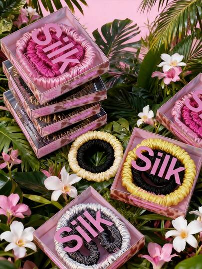 2 chiếc dây buộc tóc bằng lụa tơ tằm 100%, dây buộc tóc mỏng bằng lụa tơ tằm co giãn, bộ dây buộc tóc bằng lụa tơ tằm 22 mome dành cho nữ với tóc xoăn và mỏng, dây buộc tóc kiểu scrunchy giữ tóc đuôi ngựa.