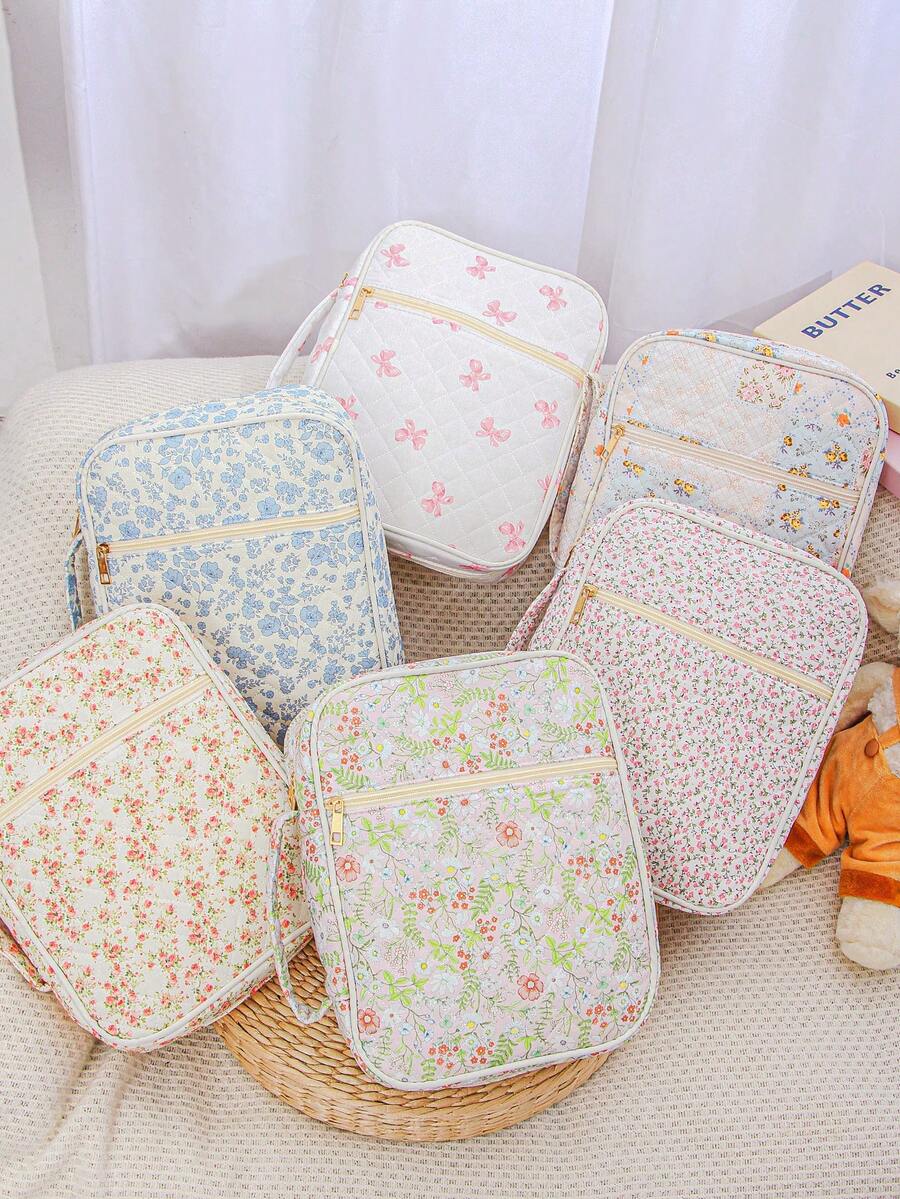 1PC Quilted Floral Bible Cover Case Handle Handbags Portable Practical Bible Storage Bags Large Bible Tote Bags Organizer Quilted Carrying Case For Girls Carrying Book Padded Protector Washable Quilted Book Covers Large Bible Cover Case For Women,Quilted Bible Bag,Floral Bible Storage Bags With Zipper Pocket And Handle, Bible Study Supplies Accessories Christian Gifts For Women - 彩色 - 查看 1