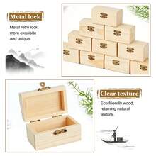 Natural Wooden Treasure Box With Safety Latch - Stackable, Suitable For DIY Crafts, Pirate Party Favors, Wedding Decorations, Gift Boxes - Customizable Paint, Stains, Varnish - Great For Scavenger Hunts And Themed Events, Treasure Chests, Themed Party Supplies, Classic Wooden Appearance, Stackable Storage, Sturdy Construction, Craft Supplies, Craft Enthusiasts