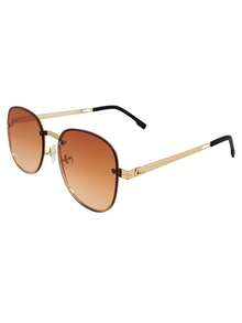 Fashionable Square Retro Women's Glasses, Metal Splice Slimming Decorative Glasses, Women's Daily Fashion Accessory