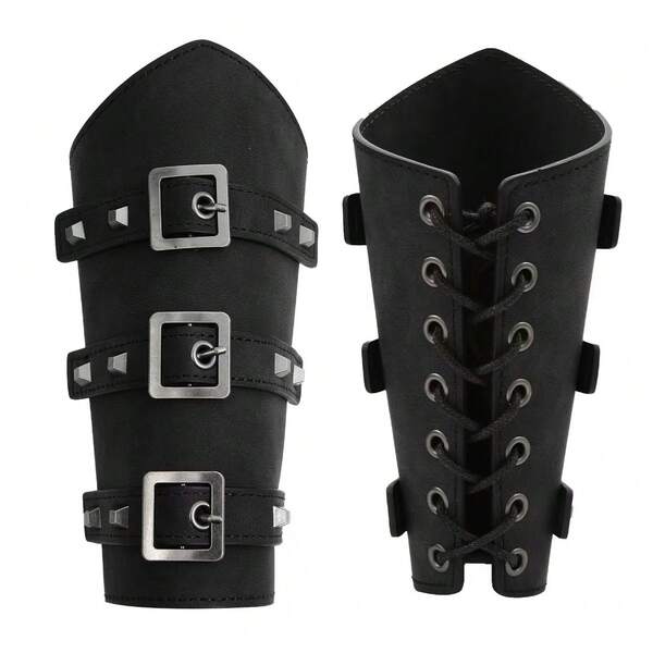 1pc Medieval Outdoor Vintage Rivet Decorated PU Leather Drawing Wrist Guard, Winter Stage Prop