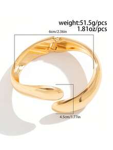 1pc/3pcs Retro Elegant Hip Hop Punk Style Women Futuristic Metallic Smooth Bracelet Includes Geometric Teardrop Cuff Bangle, Suitable For Women's Daily And Party Wear, Stackable, Perfect Gift - Gold - View 6