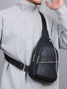 1 pieza Bolso de pecho con estilo, bolso cruzado grande con cierre de cremallera para ir al trabajo, bolso de cintura con múltiples bolsillos, bolso para bicicleta