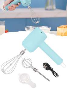 1 pezzo Frullatore elettrico senza fili per uso domestico, piccolo sbattitore per uova, montatore di panna, utensile da forno, frullatore elettrico portatile a batteria con controllo automatico a 3 velocità, doppia frusta di ricambio, per mescolare, impastare, biscotti, torte