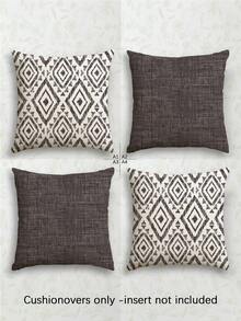 4pcs Modern Geometric Pattern Pillow Covers, Decorative Geometric Line Throw Pillow Cases, Vintage Linen Material, Hidden Zipper Closure, Machine Washable, Minimalist Stylish Line Design, Suitable For Home Decor, Sofa, Living Room, Bedroom, Car, Outdoor Cushion Covers, No Pillow Insert - Deep Seagull Gray - View 10