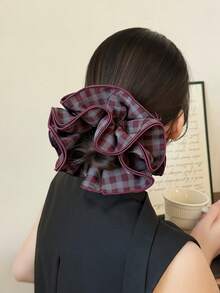 1 pieza Coletero de 4 capas a cuadros, cinta de pelo de lujo con sensación de alta gama para coleta baja, accesorio de pelo retro para moño, accesorios de mujer para maquillaje, gimnasio en casa, accesorios para la cabeza, banda elástica - Multicolor - Ver 6