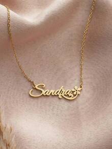 High-End Elegance, Stylish Luxury, Minimalist Nobility, Youthful Beauty, And Sexy Gold Matte Petal Personalized Name Text Custom Necklace-Perfect For Birthdays, Personalized Gifts, Anniversary Presents, Custom Jewelry, And Gifts For Friends, Family, Or Loved Ones. Ideal For Parties And Travel