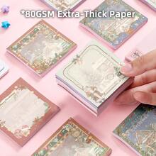 1/4Pads 复古圣诞 3x3 英寸便利贴套装，50 张/垫，复古便笺，高粘性，可重复使用，可撕式便签，适用于日记本、计划本、办公室、学校、家庭，批量复古文具礼物 - 冬季窗戶 - 查看 3