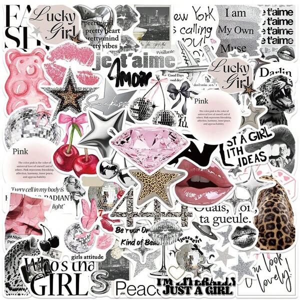 50 Piezas Pegatinas plateadas de la suerte Pegatinas estéticas Pegatinas Y2K Pegatinas del centro de la ciudad Y2K Regalos Y2K Pegatinas psicodélicas Pegatinas de los 90 Pegatinas de vinilo resistentes al agua para sobres, botellas de agua, computadoras, portátiles, teléfonos, equipaje, cuadernos, refrigeradores