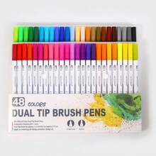 120 PCS Dual Markers Brush Pen Fine Double Tip Point Art Marker For Adult Coloring Hand Lettering Writing Planner Journal Note Calligraphy Drawing Art Craft School Supplied