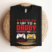 180g pure Cotton I Leveled Up To Daddy Funny Dads Gift T-Shirt, Dad Video Game Playing Lover, a Papa Husband Father's Day Present From Wife Daughter Son, female Women Top Graphic Tees Summer Comfortable T-Shirt For Women Casual women Top For Everyday Wear - Negro - Ver 3