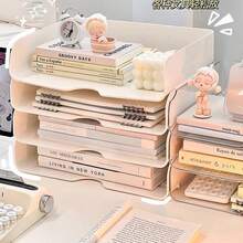 1pc Transparent Desktop File Organizer Rack, Acrylic A4 Paper Storage Box, Office Supplies Holder