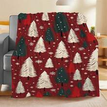 GEL HUT MUN 1 pièce Couverture en flanelle douce, cadeau de grand-mère - cadeau d'anniversaire idéal pour la jeune génération, design floral tropical, couverture confortable pour le canapé et le lit, toutes saisons, couverture d'automne, couverture en polaire, couverture et jeté, couverture moelleuse, literie, jeté de canapé, couverture de Noël vintage douce et confortable - motif d'arbre rouge et de flocon de neige en flanelle douce, convient pour la sieste, le camping, les voyages et la décoration d'intérieur