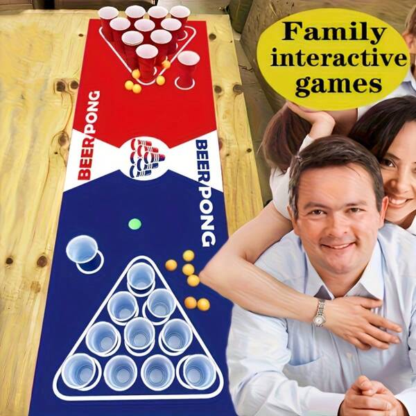1 pieza Tapete de mesa de beer pong - Arreglos de vasos triangulares rojos y azules, ideal para fiestas de adultos, campamentos, diversión en el patio trasero - No se necesita electricidad, perfecto para Navidad, Halloween, Acción de Gracias y Año Nuevo, Accesorios de beer pong