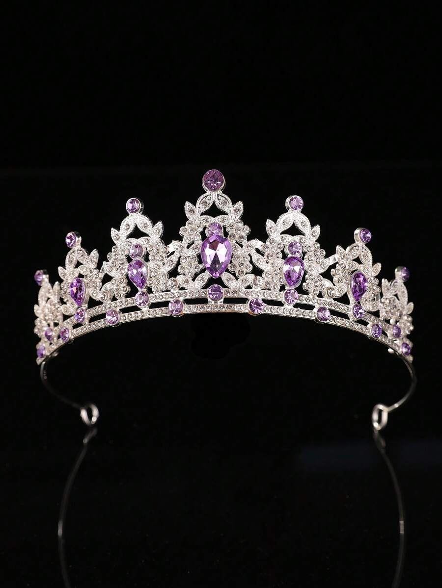 1 chiếc băng đô vương miện công chúa đính đá sang trọng cho bé gái - Màu tím - Xem 1