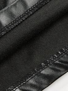 Plus Size Solid Color PU Leather Pocket Button Zipper Women Casual Wear, Autumn/Winter