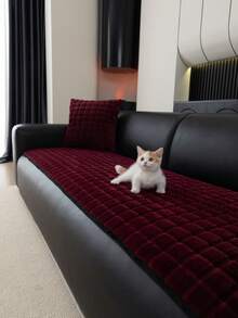 1 chiếc đệm ghế sofa lông nhân tạo cao cấp, vỏ bọc ghế sofa tối giản và mềm mại, phù hợp với mọi mùa, chống bụi và trầy xước để bảo vệ ghế sofa, thích hợp cho phòng khách, phòng ngủ, phòng làm việc - Đỏ - Xem 8