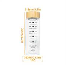 APPKER 1 Garrafa de água esportiva para atividades ao ar livre de 700 ml/23,6 oz, copo de vidro de grande capacidade com tampa com marcador de tempo, perfeita para leite, suco e água, ideal para exercícios, viagens e uso diário, presente de aniversário estiloso para entusiastas da saúde