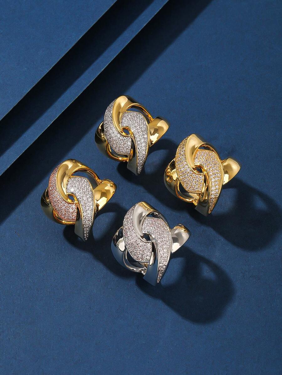 1pc Copper Zirconia Material Fashionable Charm Heavy-Duty X Letter Unisex Ring, Suitable For Gift, Women's Holiday And Daily Wear