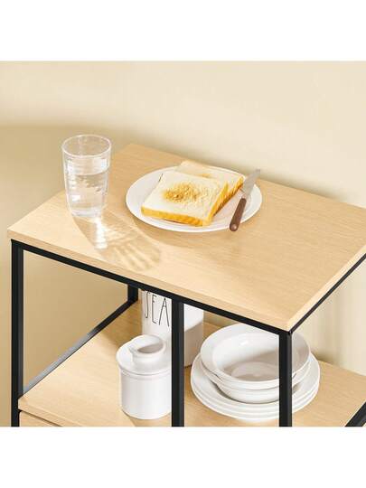 SoBuy Kitchen Trolley Cart Storage Serving Wit Natural W53 D37 H89cm FKW111 WN view 7