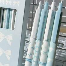 4 Pcs Cute Retractable Pens Bowknot Gel Pens 0. 5mm Fine Point Black Ink Smooth Writing Pen Office School Supplies Cartoon Kawaii Blue Pen For Women Girls (Blue)4 Pcs Cute Retractable Gel Pens 0. 5mm Fine Point Black Ink Smooth Writing Pen Office School Supplies Cartoon Kawaii Blue Pen For Women Girls (Blue) - 藍色的_ - 查看 3