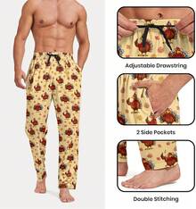 Mens Pajama Pants, Soft Lounge Sleep Pants With Pockets Lightweight Long Pajama Bottoms For Menhalloween - 火雞 - 查看 5