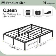 Lutown-Teen - Marco de cama de 14 pulgadas con patas redondeadas de esquina, marco de cama de plataforma de metal resistente con soporte de listones de acero, no necesita somier, sin ruido, fácil montaje - Individual - Ver 11