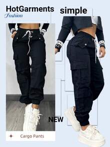 Mùa thu, Đi chơi, Thanh lịch, Màu nâu, Phong cách Y2K, Quần tây công sở, Quần cargo nữ, Quần nữ, Quần thể thao, Quần rộng thùng thình, Halloween, Phong cách mới của nữ, Quần thu đông, Quần tây, Quần dài, Phong cách đường phố, Nhiều túi, Eo co giãn, Sân bay, Mùa tựu trường, Màu đen, Xuân - màu đen - Xem 8