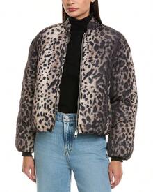 Apparis Leni Leopard Padded Bomber - Brown - View 2