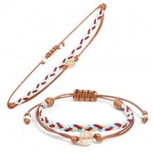 1PC/Casual Personalized/Glass Glossy Synthetic Green Pine Jewelry Rope Woven Bracelet Two Pieces Set/Fashion Accessories/Suitable For Women, Friends, Girlfriends/Suitable For Holiday Parties/Versatile Necklace