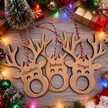 Customizable Name Text Christmas Personalized Engraved Wooden Reindeer Chocolate Box Christmas Tree Decoration,Festive Calendar - Multicolor - View 4