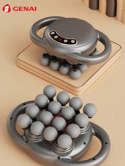 GENAI 16-Head Electric Deep Tissue Massage Machine, High-Frequency Percussion Fascia Massager With Red Light,USB Rechargeable For Back, Neck & Full Body Relaxation