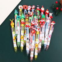 5pcs/Set Christmas 6-Color Cartoon Santa Claus Retractable Ballpoint Pens, 10-Color Decorative Pens For Journaling, Student Prizes - Multicolor - View 9