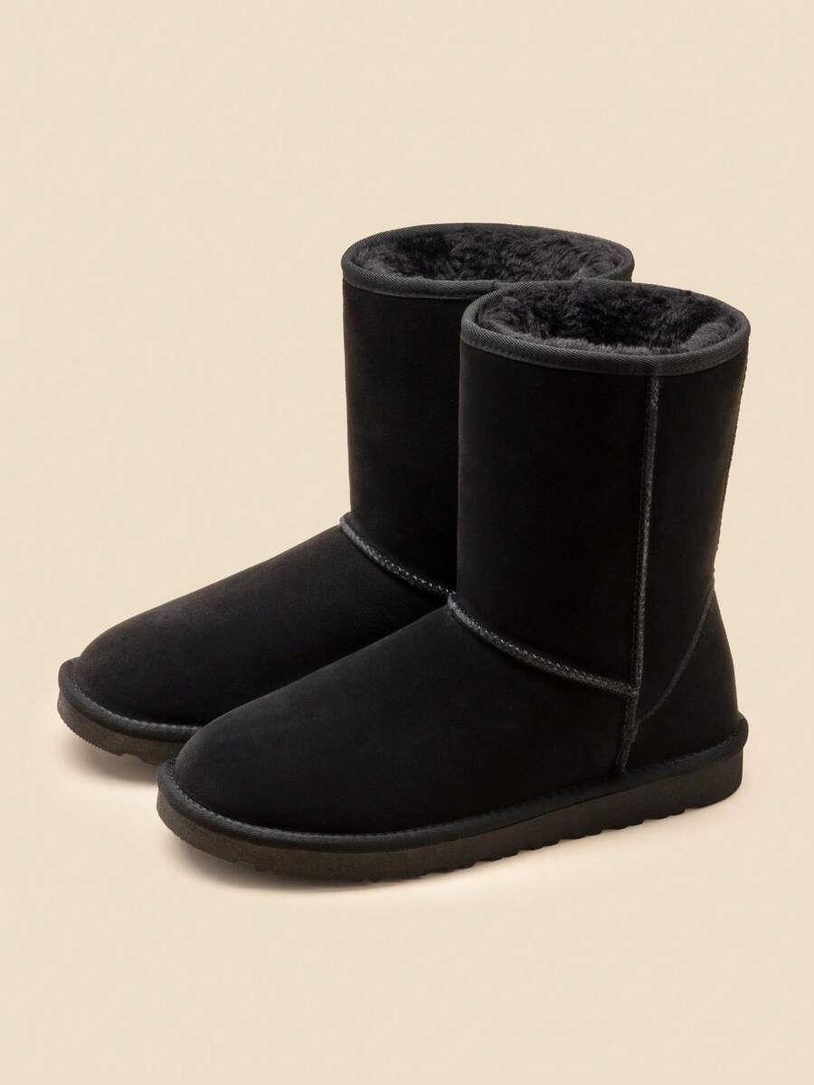 Men's Cozy Suede Boots Winter Warm Faux Fur Lined Cold Weather Outdoor Comfort Ankle Boots - màu đen - Xem 1
