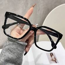 1 Pair Of Unisex Fashion Glasses,  Retro Large Frame Korean Style Street Style Simple, Popular Design Bestseller, Suitable For Daily Commuting, Back-To-School Season, Christmas, Wedding Anniversary, Independence Day, Thanksgiving Day Gift Ideal Choice - 1件-白色豹紋白色平底鞋 - 查看 5