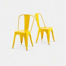 18 Inch Seat Height Industrial Metal Dining Chairs, Stackable Kitchen Or Bar Seat, Durable Modern Design, Versatile Accent Furniture, Set Of 2, Yellow,22720384,Space Saving, Patio Balcony - Mustard Yellow - View 1