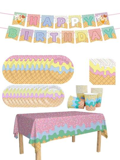 80/60/42/20 مجموعة، لوازم حفلة بموضوع آيس كريم صيفي، أطباق حفلات ورقية يمكن التخلص منها، تشمل أطباق بقطر 7 بوصات، أطباق بقطر 9 بوصات، أكواب ورقية، ومجموعات مناديل ورقية. مناسبة ل- 16 شخص، لوازم نزهة، أعياد ميلاد، تخييم، ديكور، وأحداث احتفالية. حفلة عائلية. حفلة بموضوع. استقبال أعمال. هدايا حفلات، حفلات عروس، ديكورات مطعم، أدوات مطبخ، رسوم كرتونية. نمط آيس كريم. وردي، أزرق، وأصفر.