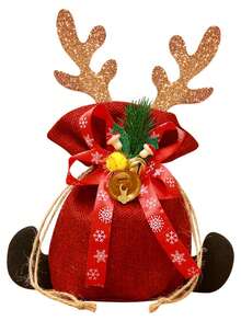 3 buc Pungi de cadouri de Crăciun, Pungi Tote, Pungă de corn de cerb de Crăciun, Pungi decorative pentru bomboane de Crăciun, Consumabile de decorațiuni pentru petreceri de nuntă din catifea, Pungi unice pentru favoruri de sărbători, Geantă de depozitare cu șnur