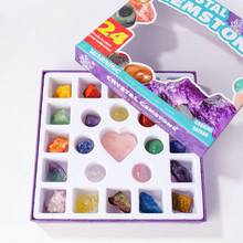 24-Day Countdown Advent Calendar With 24 Loose Natural Crystal Gemstones, Rock Crystal Assortment, DIY Collectible Minerals, Educational Science Kit, Christmas Gift Set