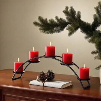 Candelabro curvo de 5 brazos - Diseño curvo elegante, construcción de hierro resistente con acabado negro, adecuado para diversos eventos y reuniones