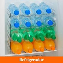 Lifewit Organizador de Botellas Apilable para Armario, Frigorfico, Despensa - Portabotellas de Plstico para Almacenar en Encimera, Armario, Oficina - Pack de 4, Cada Bandeja Admite 4 Recipientes - 16 botellas - Ver 9