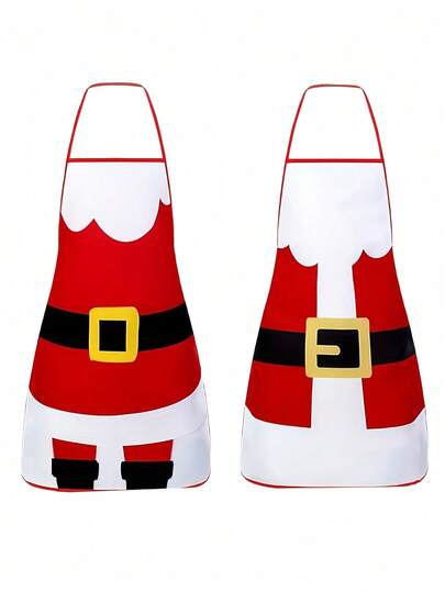2 pezzi/1 pezzo Grembiuli natalizi per uomo e donna - con stampa di Babbo Natale, grembiuli per coppie, adatti per feste di Natale, grembiule da cucina