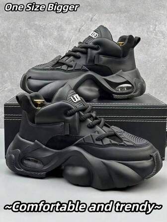 Plus Size High-Quality High-Heel White Boots For Men, Thick Sole Elevator Breathable Chunky Sneakers, Air Cushion Shock-Absorbing White High Heel Casual Shoes, Versatile High-Quality Air Cushion Sports Running Thick Bottom Shoes, Suitable For (Tongue Logo Randomly Distributed)